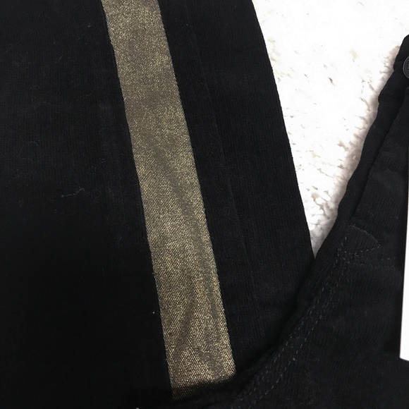 Isaac Mizrahi Black skinny cords gold stripe - Picture 6 of 8